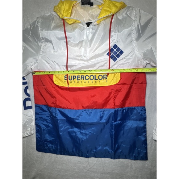 Polaroid Windbreaker Men's Sz Large Multicolor Hooded Supercolor Video Cassette - Picture 9 of 10